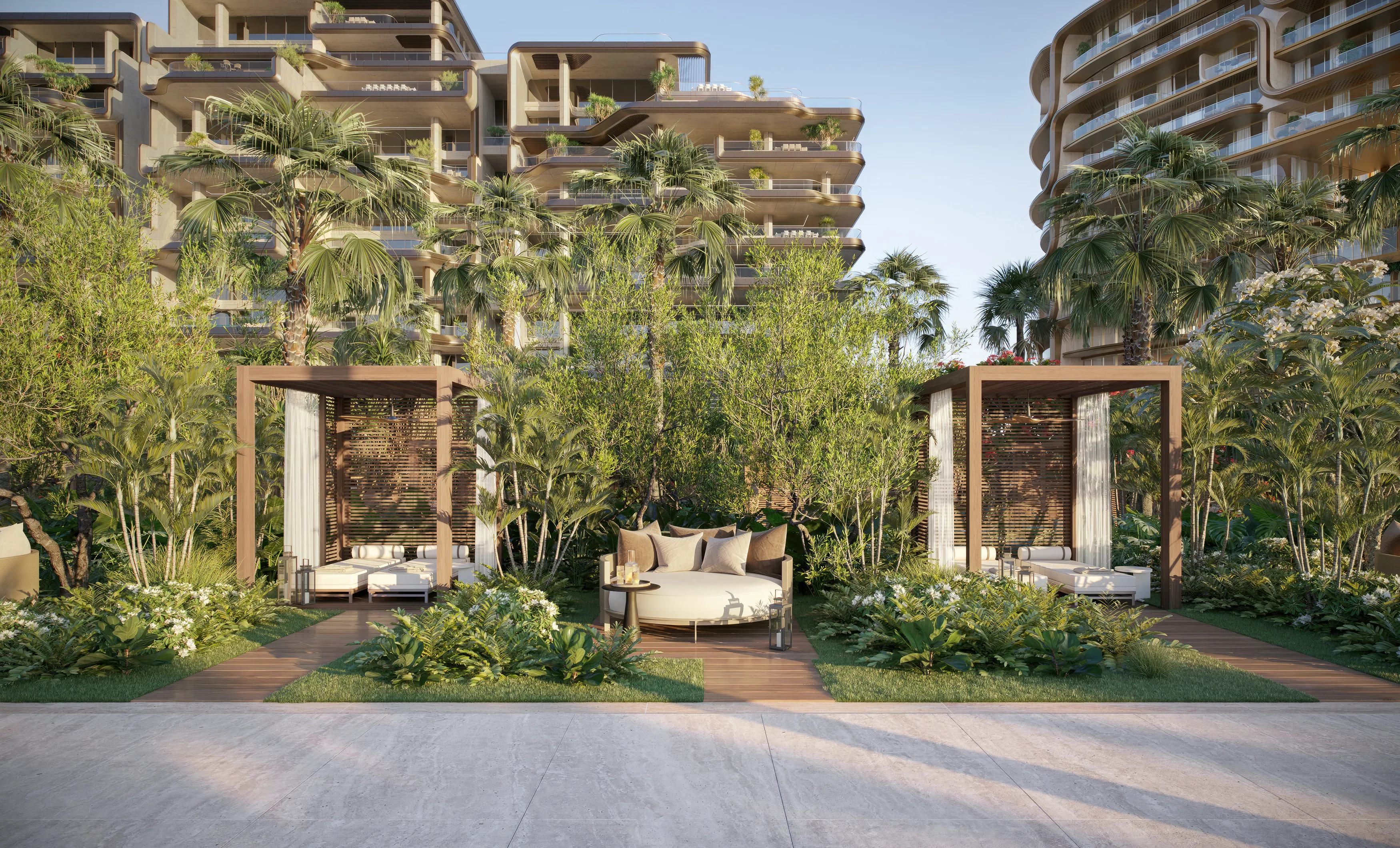 Landscaped hotel grounds